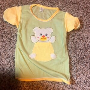 Vintage Teddy‎ Bear Applique T-Shirt Short Sleeve Top Kids Clothes 12-24 Months